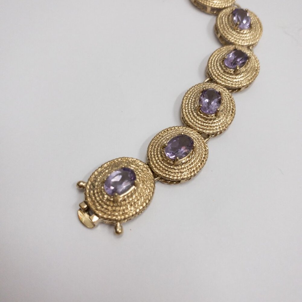 Vermeil & Amethyst Disc Bracelet